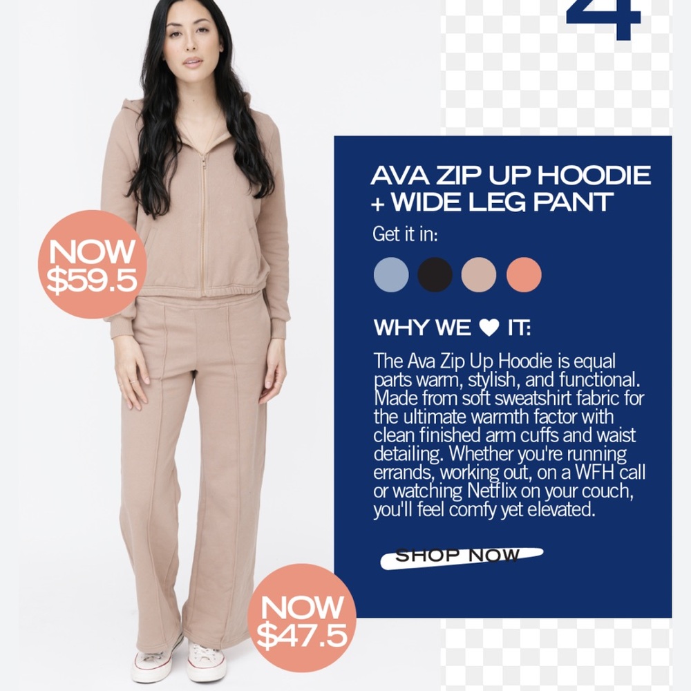 Smash & Tess Ava zip up hoodie and wide leg pant set